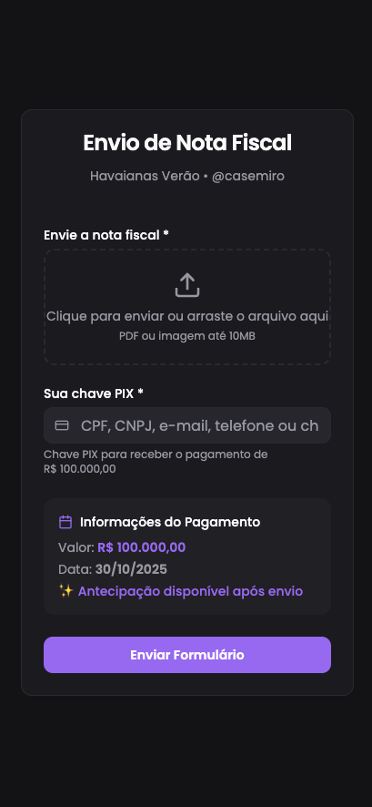 Interface da Pora para antecipação 2